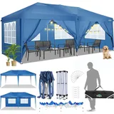 COBIZI Pavillon 3x6 m, Faltpavillon 3x6 wasserdicht stabil Faltzelt Anti-UV Faltbarer Pavillons Outdoor Faltpavillon 3x6m mit 6 Seitenwänden für Garten, Party, Hochzeit, Picknick, Markt, Blau
