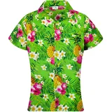 King Kameha Hawaii-Bluse Pineapple Flowers Grün L