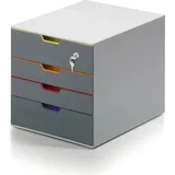 Durable VARICOLOR® SAFE dunkelgrau mit bunten Farblinien 760627, DIN C4 mit 4 Schubladen