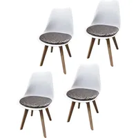 Hti-Living Esszimmerstuhl 4er Set Weiß mit Kunstledersitz Atlanta Braun