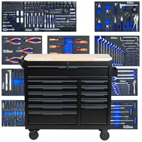 Trutzholm Werkstattwagen Star XL bestückt 103 x 112 cm Stahl Hartholzarbeitsplatte 12 Schubladen schwarz/grau