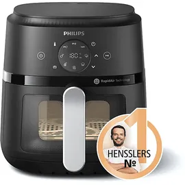 Philips 2000 Series Airfryer NA221/00 schwarz/silber 4,2 L mit Sichtfenster