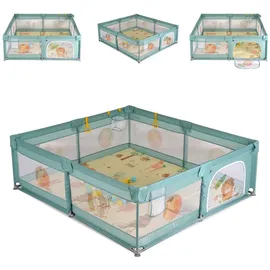 Moni Laufstall GameZone 180 x 200 cm klappbar Bällebad Basketballkorb Spielmatte grün