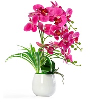 künstliche orchideen im Topf wie echt, künstliche Orchidee Kunstblumen und kunstpflanzen mit Vase,48cm,Fuchsie