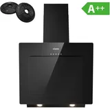 Kopffreihaube 60cm 370 m3/h Dunstabzugshaube Kopffreie mit 2 Kohlefilter Abluft Umluft 3 Stufen Schwarz - CIARRA CD6737B