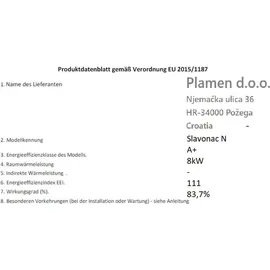Plamen EEK A+ Küchenofen Slavonac N weiß 8 kW (linke Ausführung)