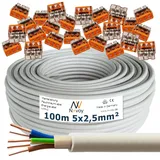 NYM-J 5x2,5 mm2 100 m Installationskabel Mantelleitung mit 25 Stück WAGO Klemmen M108