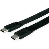 Value USB4 Gen 3 Kabel, C-C, ST/ST, 8K UHD-2, 40Gbit/s, Emark, 100W, extra-flach, schwarz, 0,5 m