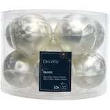 Kaemingk Weihnachtsdekoration – 10 weiße Christbaumkugeln Frostdekor – Größe D 6 cm