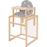 roba Kombihochstuhl Hochstuhl wandelbar zu Tisch & Stuhl, Holz natur, Sitz gepolstert Folie ‚Little Stars‘ 7512F190