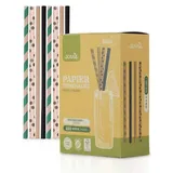 Sovie Trinkhalm in Eco Streifen farbig sortiert aus Papier, Ø 8 mm / 20 cm, 150 Stück