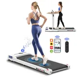 BLACK LORD 3-in-1-Laufband mit Walking-Pad,2,2 PS,leises,Untertisch-Laufband mit Bluetooth-Lautsprecher,Fernbedienung,LED-Display,max.120kg,Weiß - Weiß