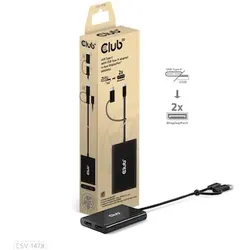 Club 3D USB Typ-C (mit USB Typ-A Adapter) auf dualen DisplayPort (4K60Hz) Video Splitter schwarz