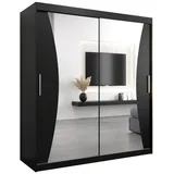 abiks möbel Schwebetürenschrank MONACO 180 x 200 x 62 cm Schwarz