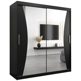 abiks möbel Schwebetürenschrank MONACO 180 x 200 x 62 cm Schwarz