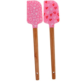 Hoement 2stücke Silikon Kuchenschaber Mit Holzgriff Hitzebeständige Teigspatel Für Backen Und Zuckerguss Küchenutensilien Für Kuchenliebhaber