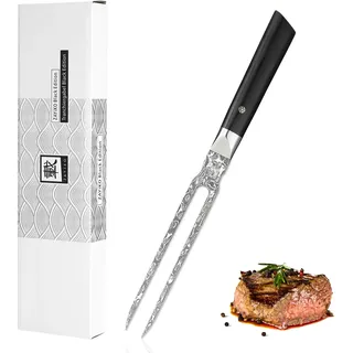 Zayiko Black Edition Tranchiergabel I 18cm Klinge I dunkler Damast I Pakkaholz