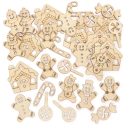 Lebkuchen Mini Holzformen (pro Set 72) Bastelbedarf zu Weihnachten