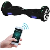 ROBWAY W1 Hoverboard für Erwachsene und Kinder, 6,5 Zoll, Self-Balance, Bluetooth, App, 700 Watt, LEDs (Schwarz Matt 2.0)