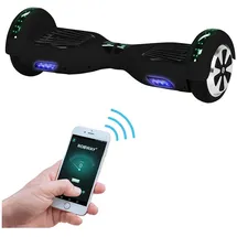 ROBWAY W1 Hoverboard für Erwachsene und Kinder, 6,5 Zoll, Self-Balance, Bluetooth, App, 700 Watt, LEDs (Schwarz Matt 2.0)