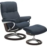 Stressless Stressless® »Mayfair«, (Set, Relaxsessel mit Hocker), mit Hocker, mit Signature Base, Größe S, M & L, Gestell Wenge, blau