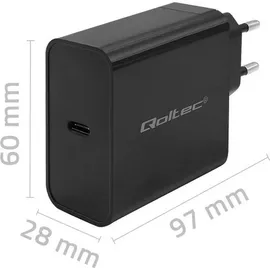 Qoltec Super Quick Pd Ladegerät 1xusb-c 65w 5-20v 3-3,25a Laptop Smartphone Schwarz