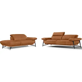Egoitaliano Sofa EGOITALIANO "Anais, Design mit hohem Sitzkomfort, Fußfarbe schattengrau", braun (brandy), Sofas, Luxus-Microfaser Lederoptik, Ottomane Armlehne rechts, Set, Kopfteil verstellbar, Luxus-Microfaser Lederoptik, brandy