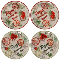 Mambocat Pizzateller 33 cm Grün/Rot 4er Set