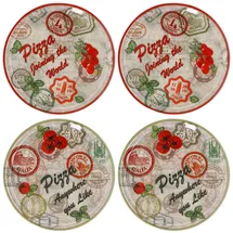 Mambocat Pizzateller 33 cm Grün/Rot 4er Set