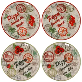 Mambocat Pizzateller 33 cm Grün/Rot 4er Set