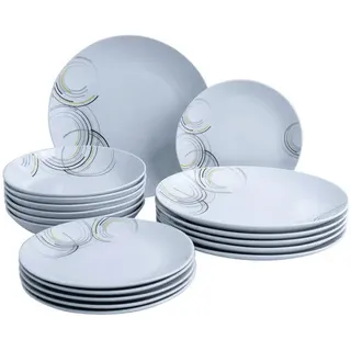 VAN WELL Kombiservice Sera, Braun, Grau, Schwarz, Weiß, Keramik, 18-teilig, lebensmittelecht, Essen & Trinken, Geschirr, Geschirr-Sets, Kombiservice