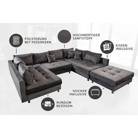 Riess-Ambiente Wohnlandschaft Samt 3-Sitzer Grau