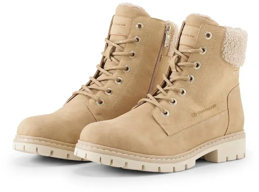 TOM TAILOR Damen Wasserdichte Stiefel mit Fütterung, beige, Uni, Gr. 36