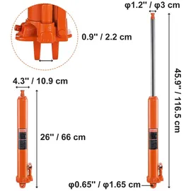 Vevor Hydraulischer Langer Ram-Wagenheber, 8 t Motorhebezylinder mit Einzelkolbenpumpe & Flacher Basis, Hydraulischer Auto-Flaschenheber für Motorhebebühnen, Garagen-/Ladenkrane, Bauernhof usw.