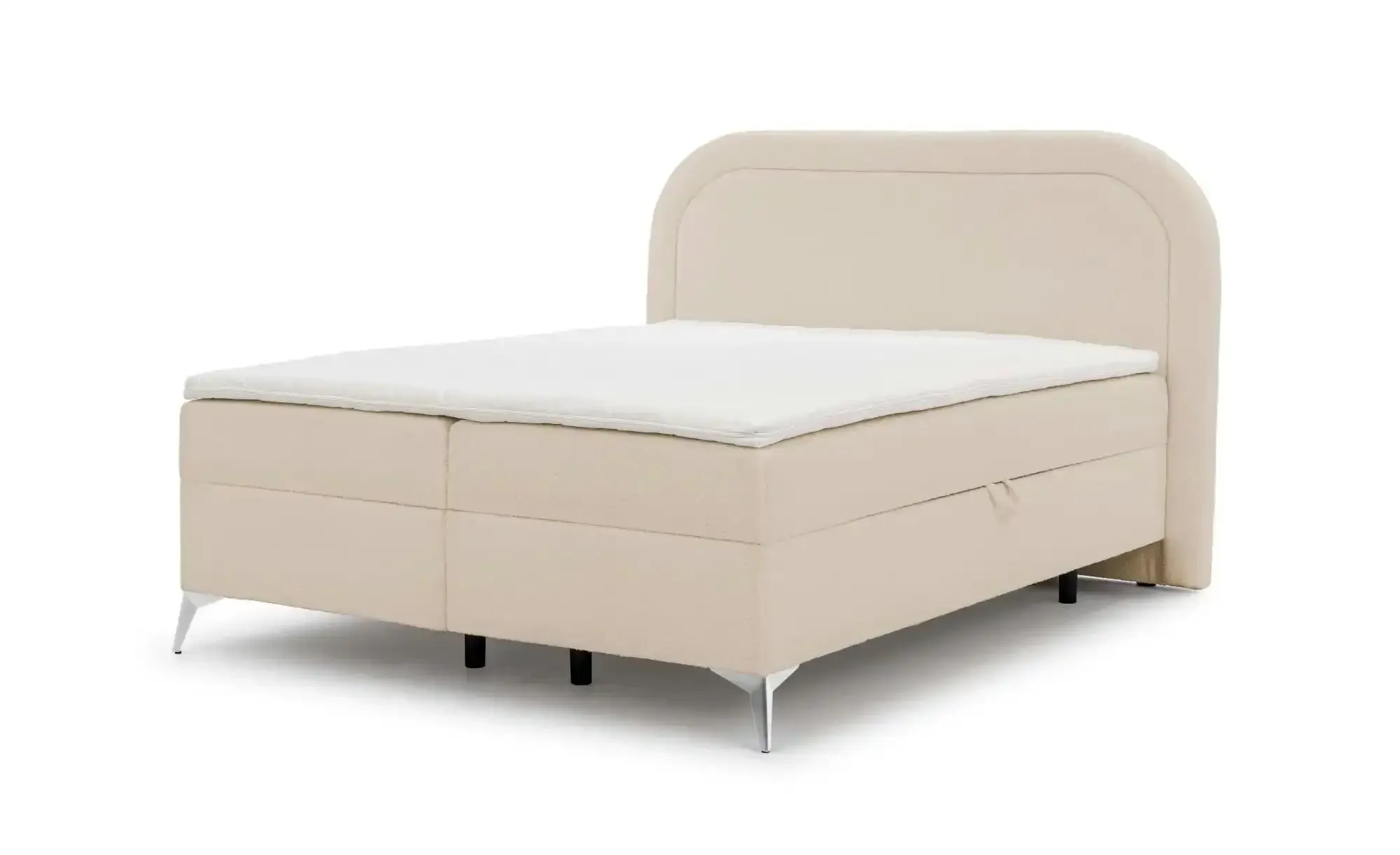 S-STYLE Boxbett mit Bettkasten  Bouclé-Stoff Sonna ¦ beige ¦ Maße (cm): B: 200 H: 120