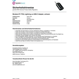 Mcdodo OT-7700 Lightning-auf-USB-C-Adapter, schwarz - Schwarz