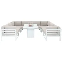 MONSTER SHOP Modulares Gartenmöbel Set 9-tlg. Weiß