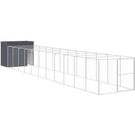vidaXL Hundehütte mit Auslauf 214 x 127,3 x 181 cm Stahl Anthrazit