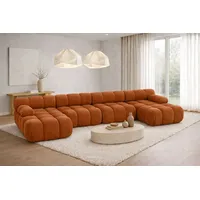 kaiser möbel Ecksofa U-Form XL, Stoff Velours Salvador, Braun, Selia U XL - Braun