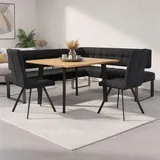 Home Affaire Eckbank HOME AFFAIRE "Mia Küchenbank, Polsterbank, Esszimmerbank, 207x167 cm", dunkelgrau, schwarz, B:207cm H:61cm T:167cm, Massivholz, Metall, Polyester, Sitzbänke, Eckbank, Moderne Bank und Farben, Sitzplatzanzahl: 5, Frei in Raum stellbar