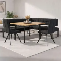 Home Affaire Eckbank HOME AFFAIRE "Mia Küchenbank, Polsterbank, Esszimmerbank, 207x167 cm", dunkelgrau, schwarz, B:207cm H:61cm T:167cm, Massivholz, Metall, Polyester, Sitzbänke, Eckbank, Moderne Bank und Farben, Sitzplatzanzahl: 5, Frei in Raum stellbar