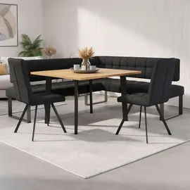 Home Affaire Eckbank HOME AFFAIRE "Mia Küchenbank, Polsterbank, Esszimmerbank, 207x167 cm", dunkelgrau, schwarz, B:207cm H:61cm T:167cm, Massivholz, Metall, Polyester, Sitzbänke, Eckbank, Moderne Bank und Farben, Sitzplatzanzahl: 5, Frei in Raum stellbar
