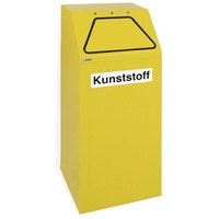 Abfallsammler mit verzinktem Stahleinsatz & selbstschließender Einwurfklappe | 65 Liter, HxBxT 97x40x38cm | Feuer- & Geruchshemmend | Signalgelb