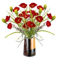 Flair Flower I.GE.A. Kunstblume Mohnblumenbusch in Vase aus Keramik«, Rot