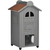 PawHut Katzenhaus mit Asphaltdach 59 x 55 x 109 cm
