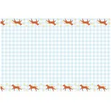 partydeco Tischdecke, Papiertischdecke 180x120cm Kariert mit Pferde Muster Hellblau blau