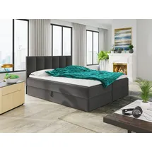 Sofnet Boxspringbett Star mit Topper, Bonell-Matratze und 2 Bettkästen, Doppelbett, Polsterbett, Bett (Dunkelgrau (Kronos 22), 160 x 200 cm) - Dunkelgrau