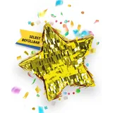 Party Factory – Pinata Stern in Gold für Jungen & Mädchen zum Befüllen & aufhängen – Schlag-Piñata als Party Deko in 30x5x30 cm für Geburtstag & Mottopartys – Partyspiel Motiv-Pinjata für Kinder