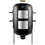Joyagrill Smoker BBQ XXL L67 x 52 x 104H cm Thermometer, Belüftungsöffnung, 2-stöckiger Fleischräucherofen mit 5 Holzgriffen und Rippenhalter mit 4 Haken für Partys, Garten-BBQ, Camping-Grillen
