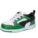 Puma Jungen Unisex Kinder Rebound V6 LO AC INF Sneaker, White Black-Archive Green, 21 EU